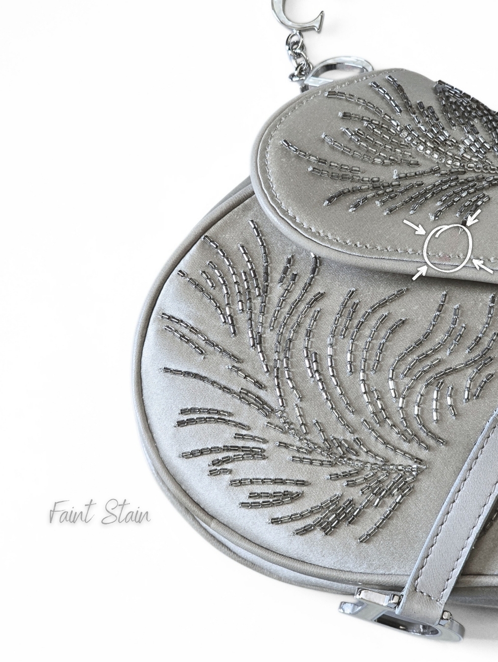 Dior Saddle Bag Vintage Limited Edition Beaded Peacock Feather Mother of Pearl - Picture 7 of 17